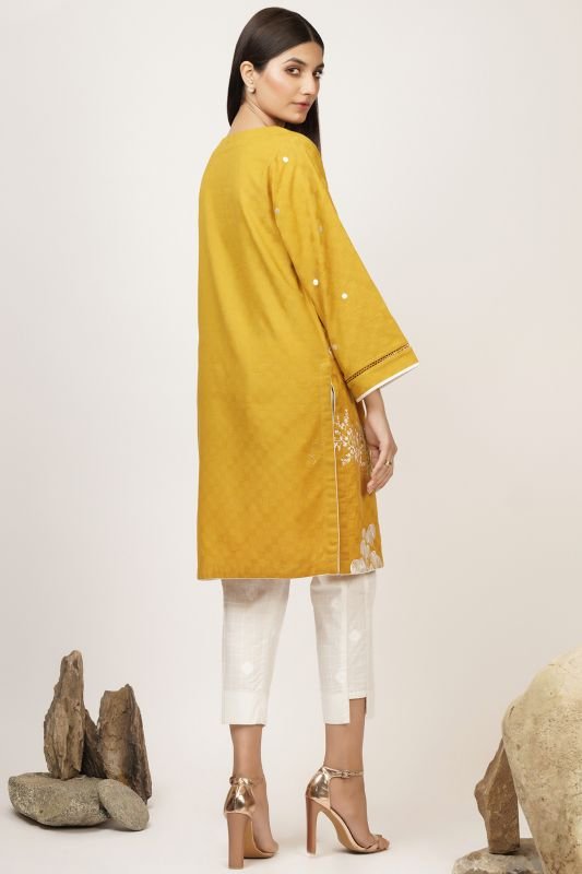Dyed Embroidered Dobby Kurti