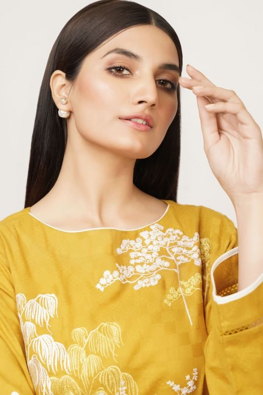 Dyed Embroidered Dobby Kurti
