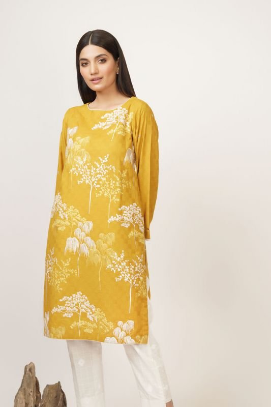 Dyed Embroidered Dobby Kurti