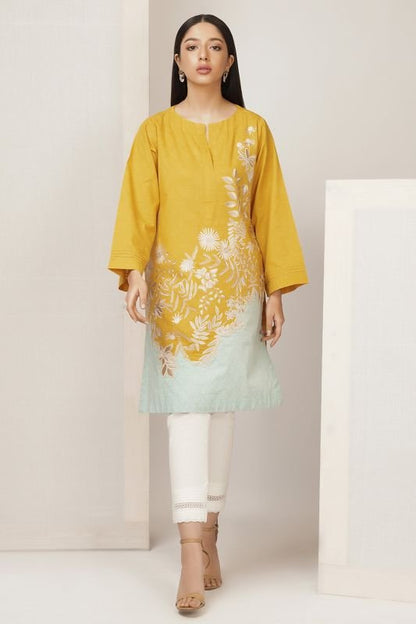 Dyed Embroidered Jacquard Kurti