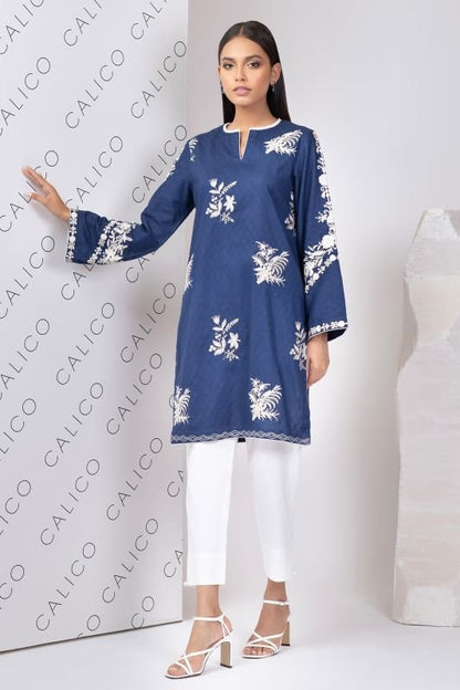 Dyed Embroidered Dobby Kurti