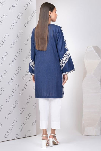Dyed Embroidered Dobby Kurti