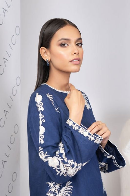 Dyed Embroidered Dobby Kurti