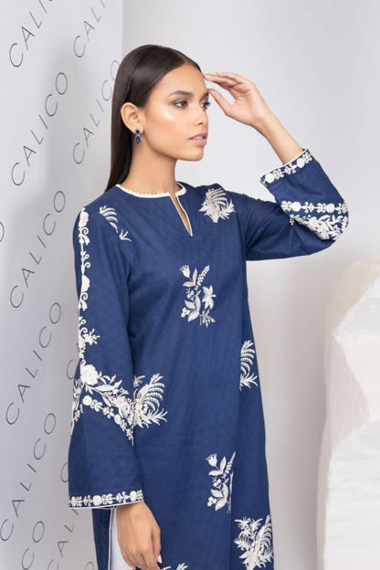 Dyed Embroidered Dobby Kurti