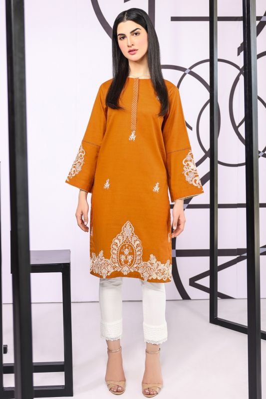 Dyed Embroidered Dobby Kurti