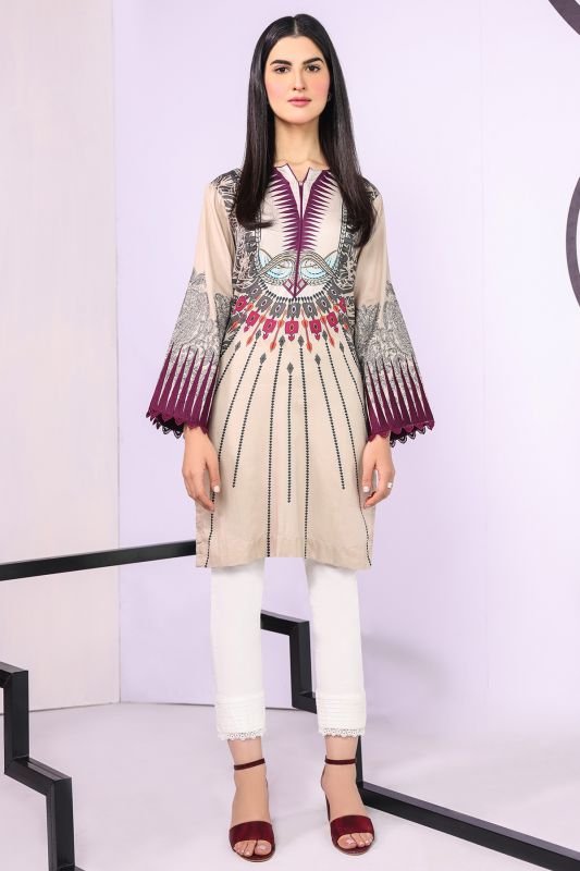 Dyed Embroidered Satin Kurti