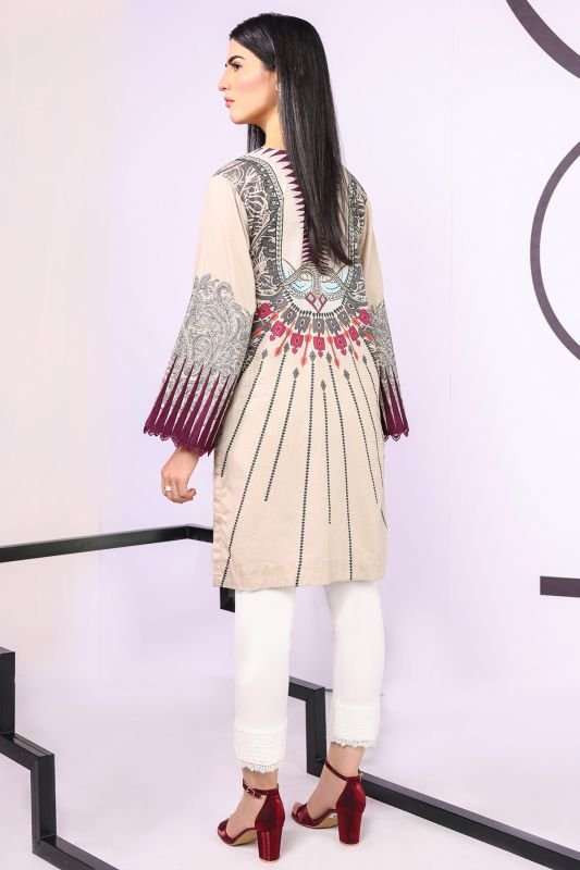Dyed Embroidered Satin Kurti