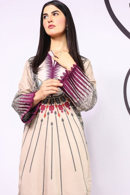 Dyed Embroidered Satin Kurti