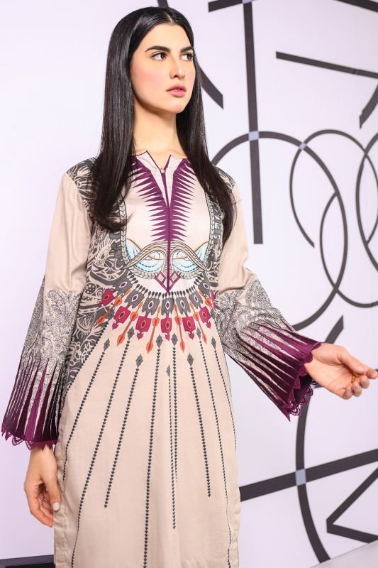 Dyed Embroidered Satin Kurti