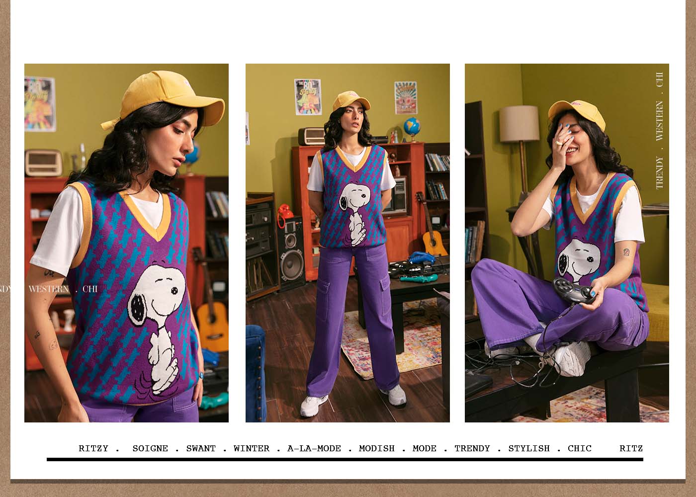 Ethnic - SNOOPY JACQUARD KNIT VEST (E0522/108/509)