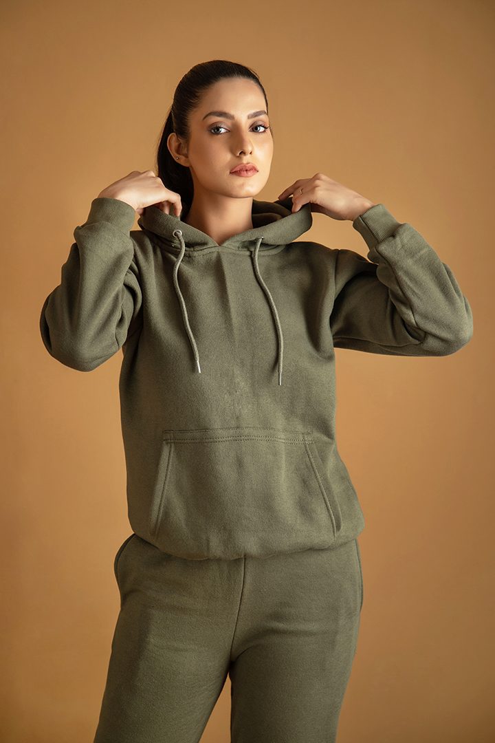 Decuir - Warm Hoodie Green colour