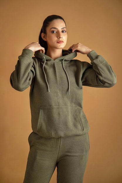 Decuir - Warm Hoodie Green colour