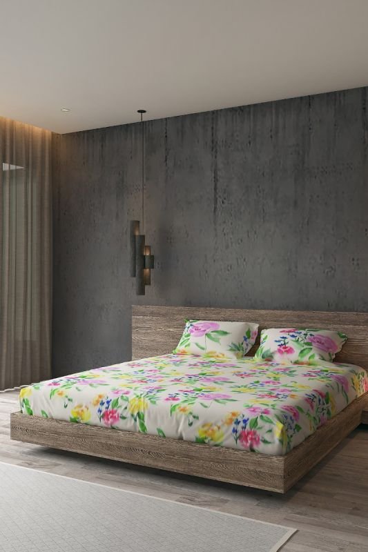 Alkaram - Printed Satin Luxury Bedsheet Set T-300
