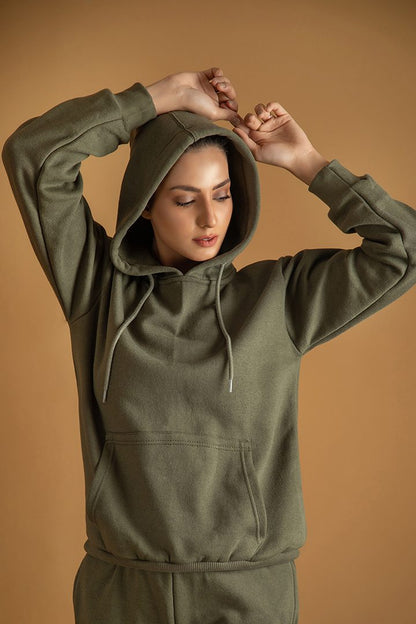 Decuir - Warm Hoodie Green colour