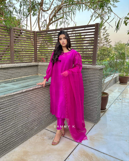 Sammy K - Magenta pink pure rawsilk