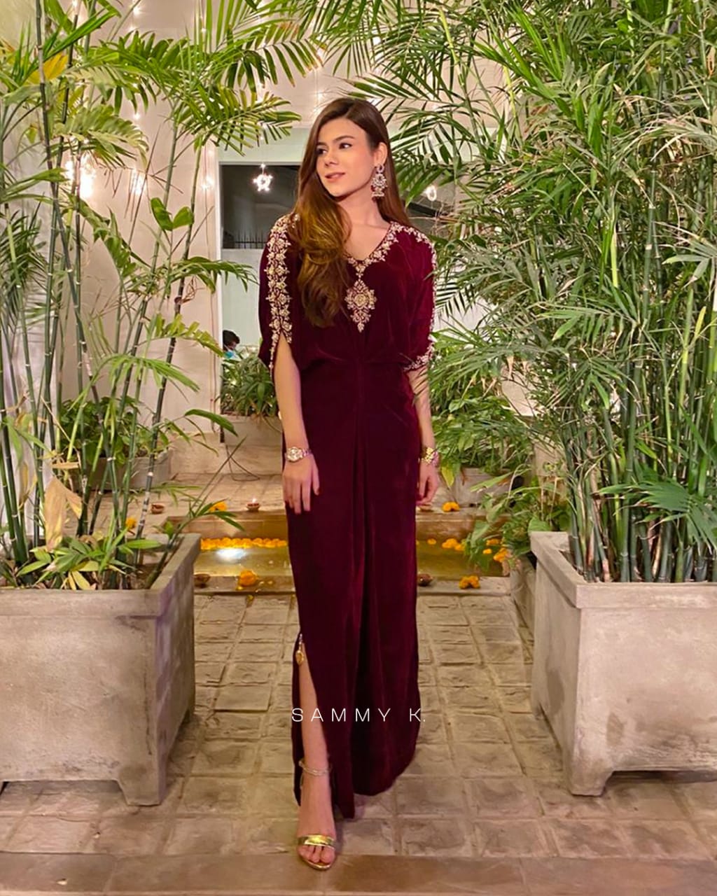 Sammy K - Maroon Velvet Caftan