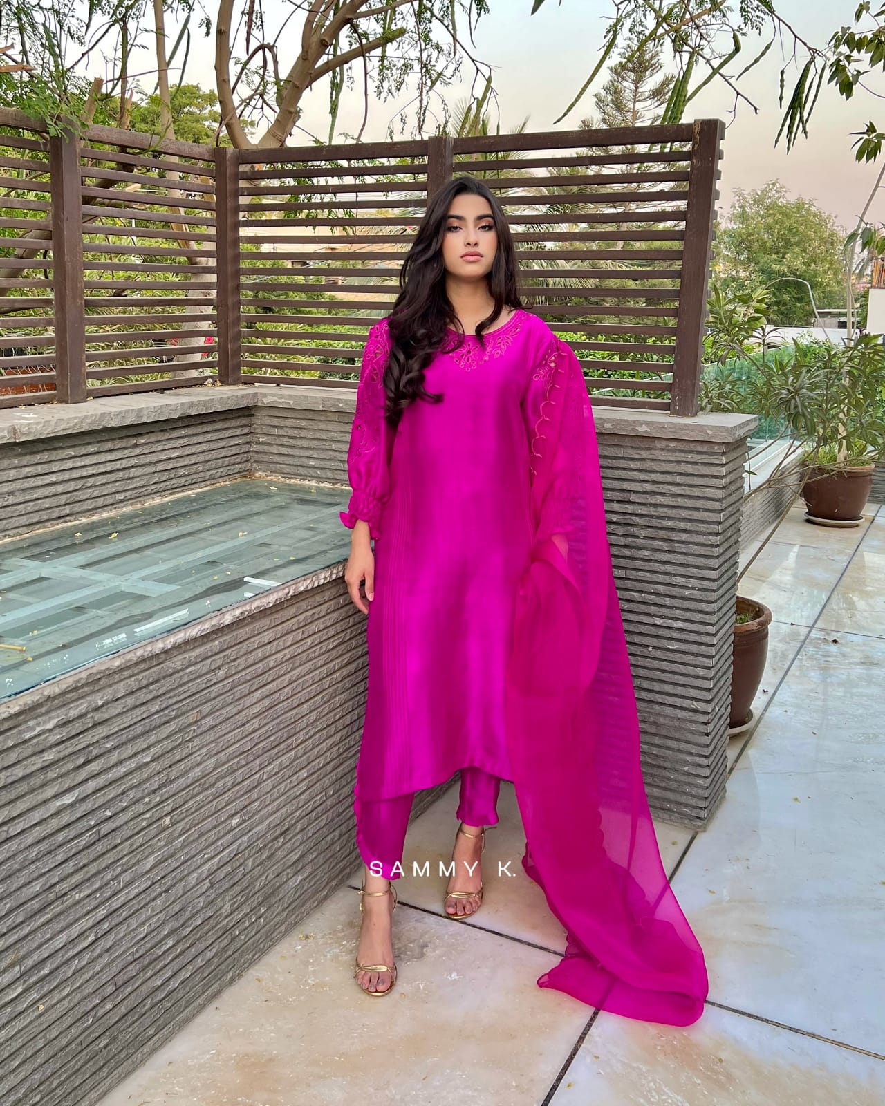 Sammy K - Magenta pink pure rawsilk