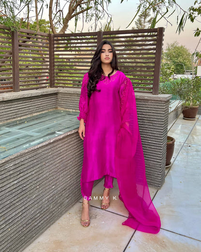 Sammy K - Magenta pink pure rawsilk