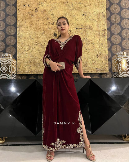 Sammy K - Maroon Velvet Caftan-2