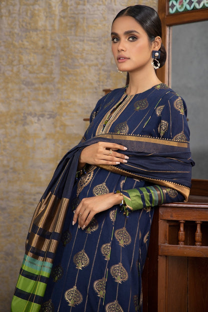 Alkaram - 3 Pc Embroidered Jacquard Suit With Jacquard Dupatta