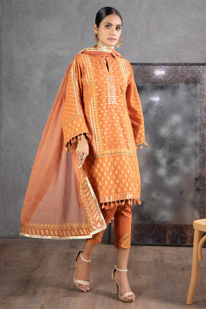 Alkaram - 3 Pc Woven Jacquard Suit With Chiffon Dupatta