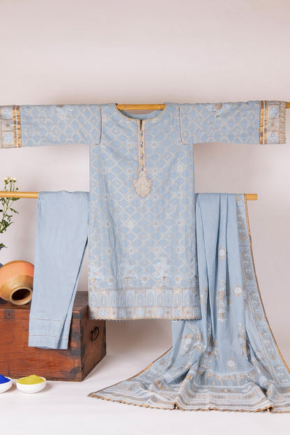 Alkaram - Three Piece Jacquard Embroidered Suit With Jacquard Dupatta