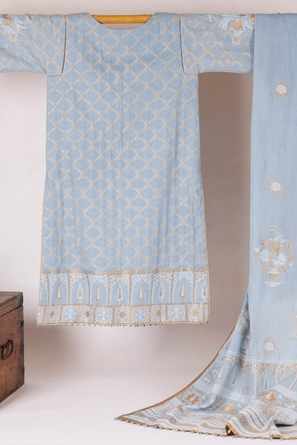 Alkaram - Three Piece Jacquard Embroidered Suit With Jacquard Dupatta