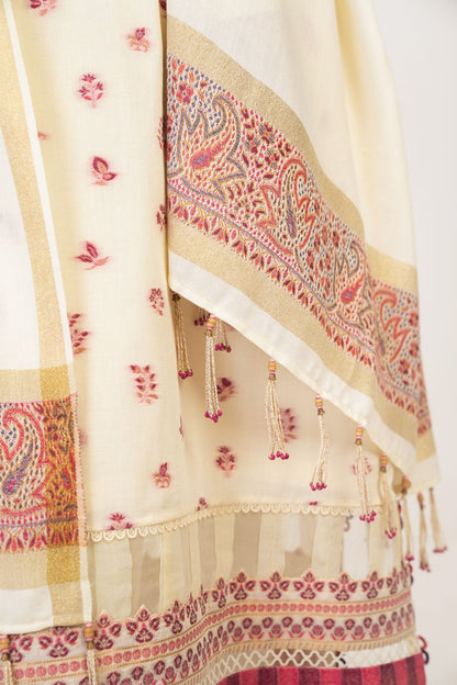3 Pc Jacquard Suit With Shawl