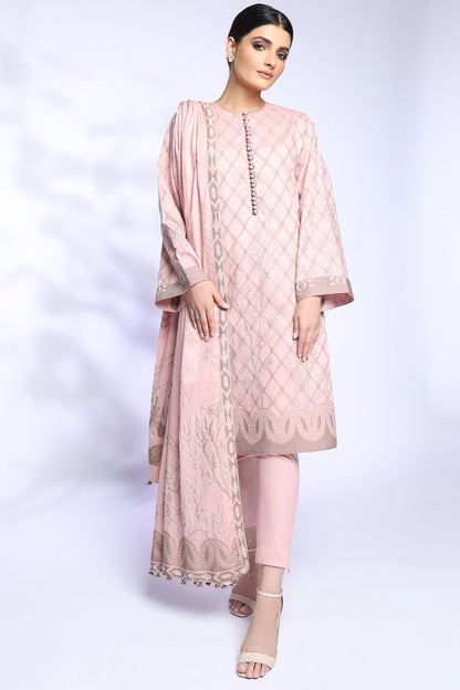 Alkaram - 3 Pc Printed Jacquard Suit With Jacquard Dupatta