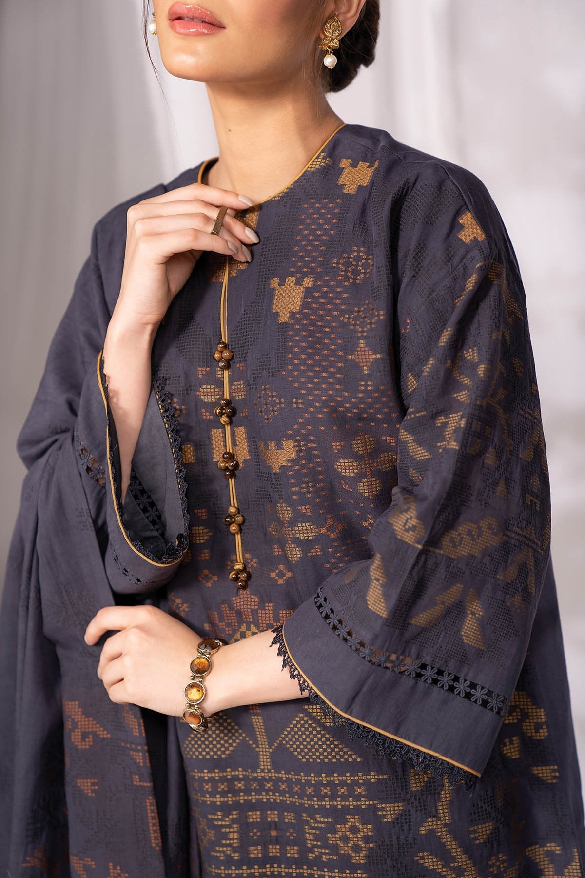 Alkaram - Three Piece Jacquard Suit with Jacquard Dupatta
