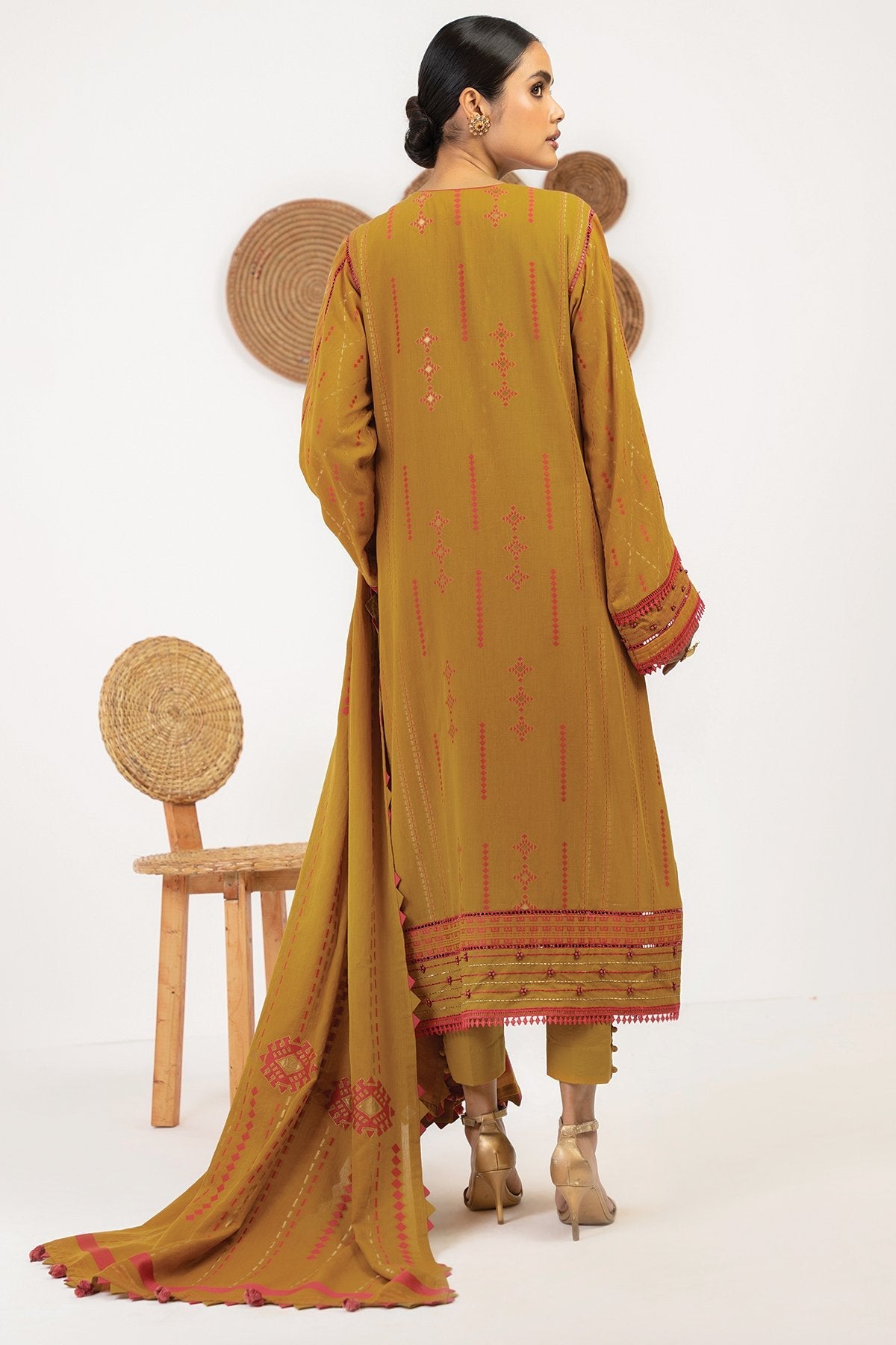 3 Pc Jacquard Suit With Jacquard Dupatta
