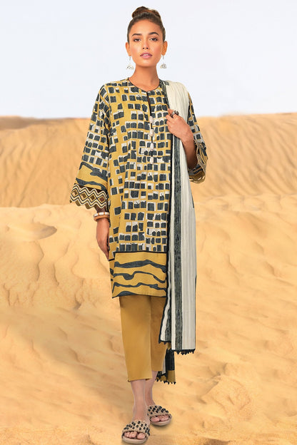 Alkaram - 3 Pc Printed Suit With Brochia Dupatta