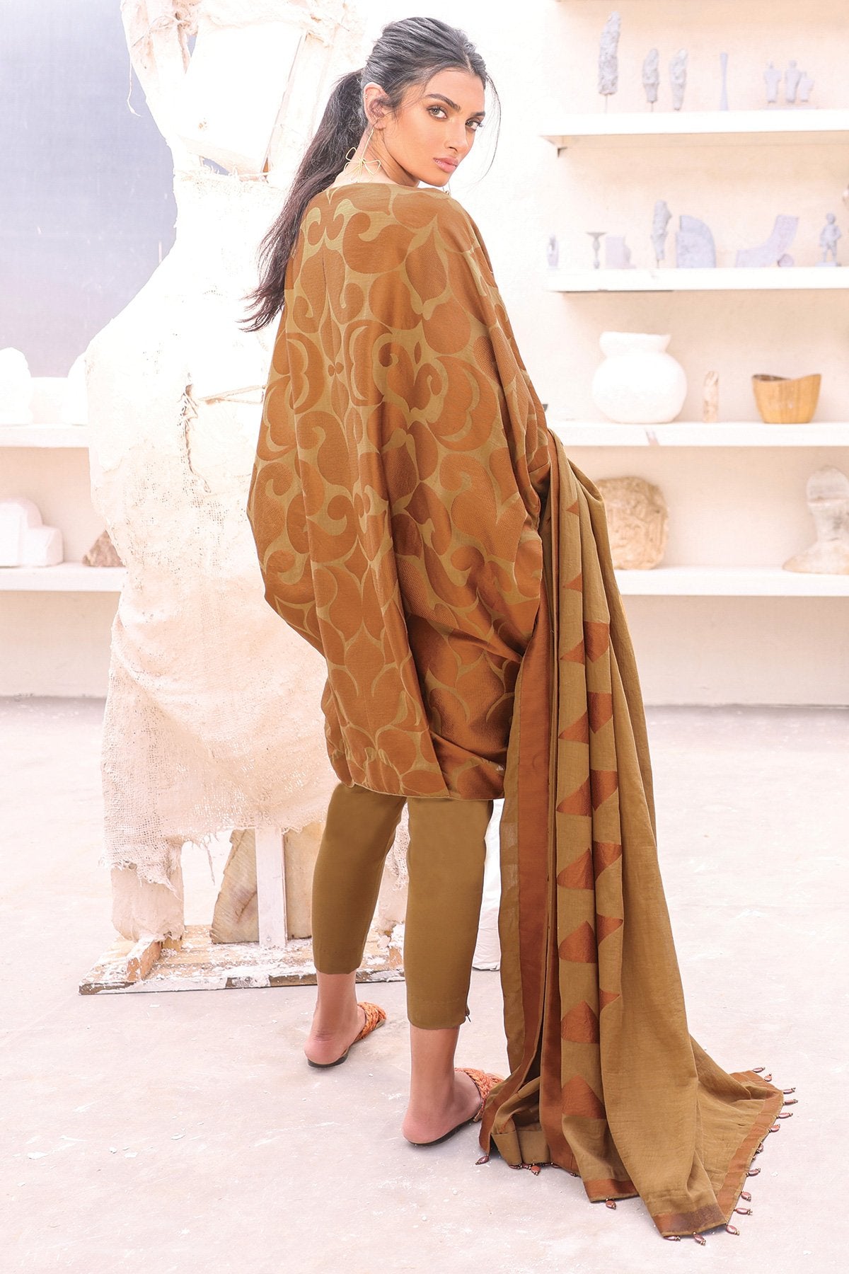 Alkaram - 3 Pc Embroidered Suit With Jacquard Dupatta