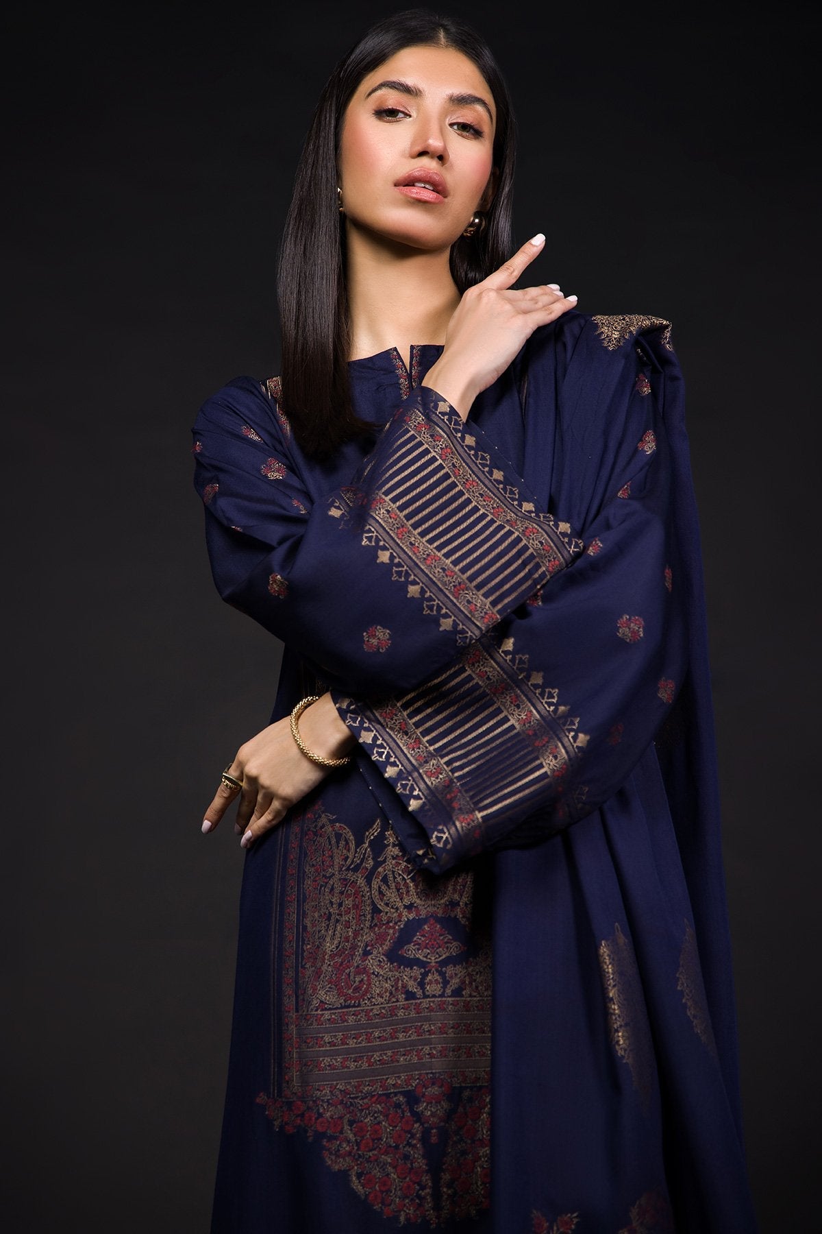 3 Pc Printed Jacquard Outfit
