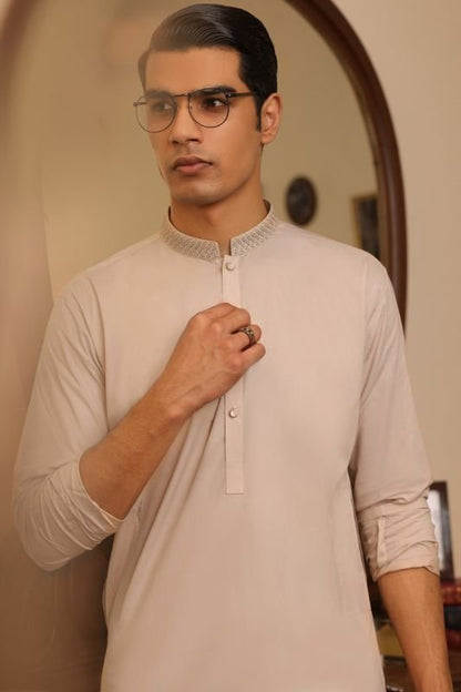 Dyed Embroidered Cotton Shalwar Kameez