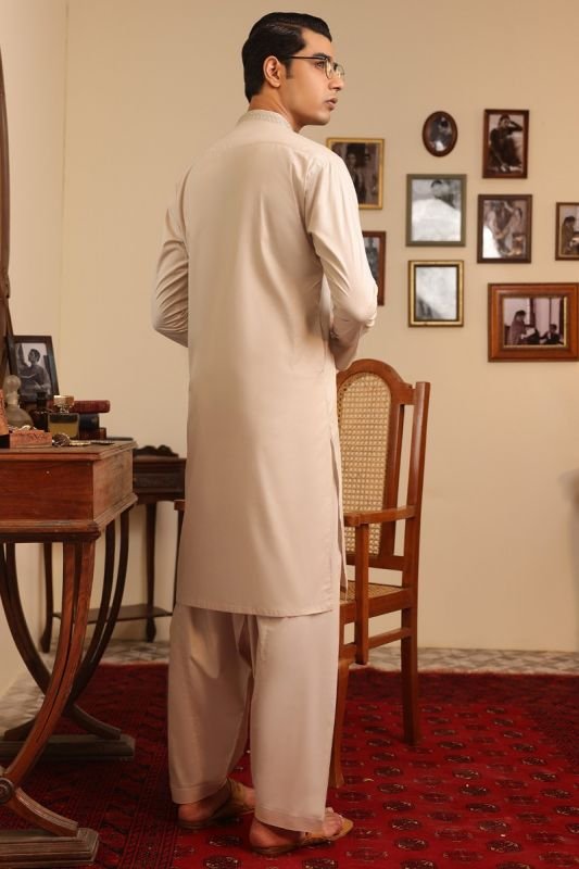 Dyed Embroidered Cotton Shalwar Kameez