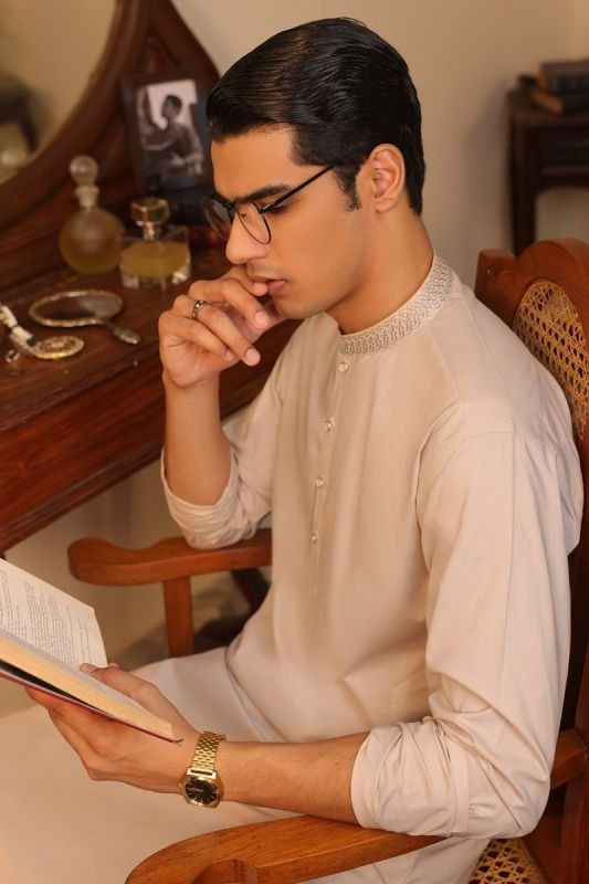 Dyed Embroidered Cotton Shalwar Kameez