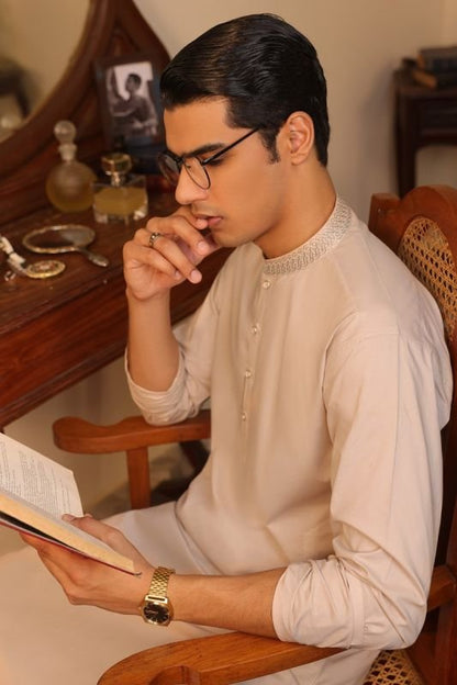 Dyed Embroidered Cotton Shalwar Kameez