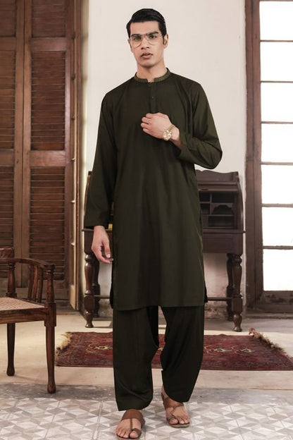 Dyed Embroidered Blended Shalwar Kameez