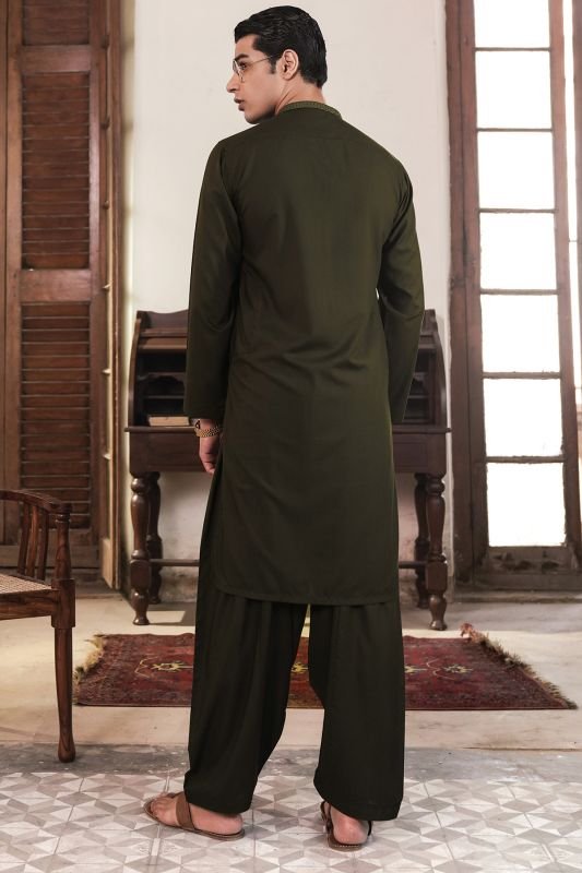 Dyed Embroidered Blended Shalwar Kameez
