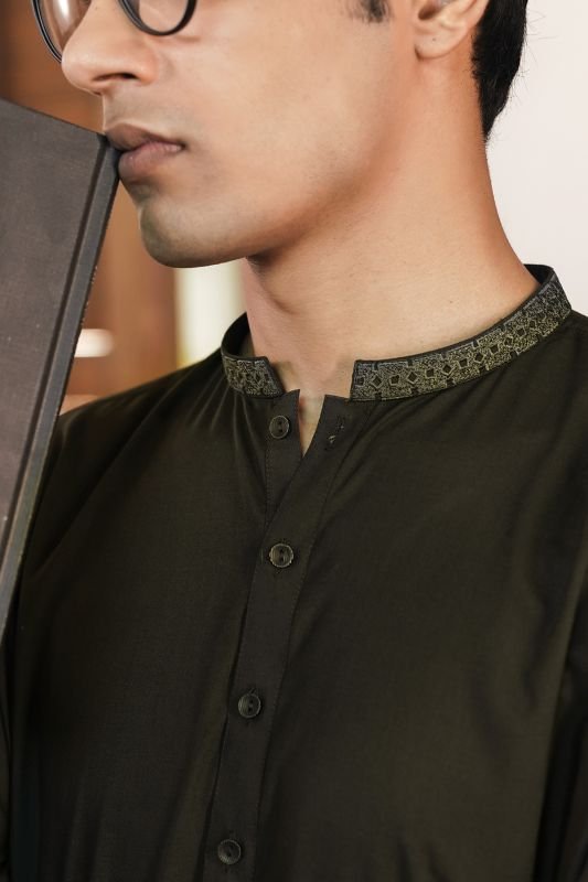 Dyed Embroidered Blended Shalwar Kameez