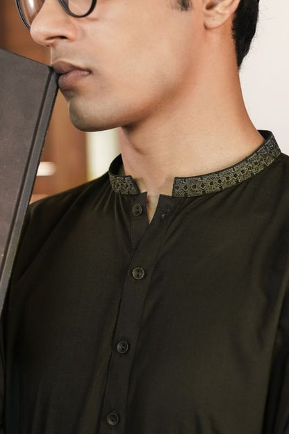 Dyed Embroidered Blended Shalwar Kameez