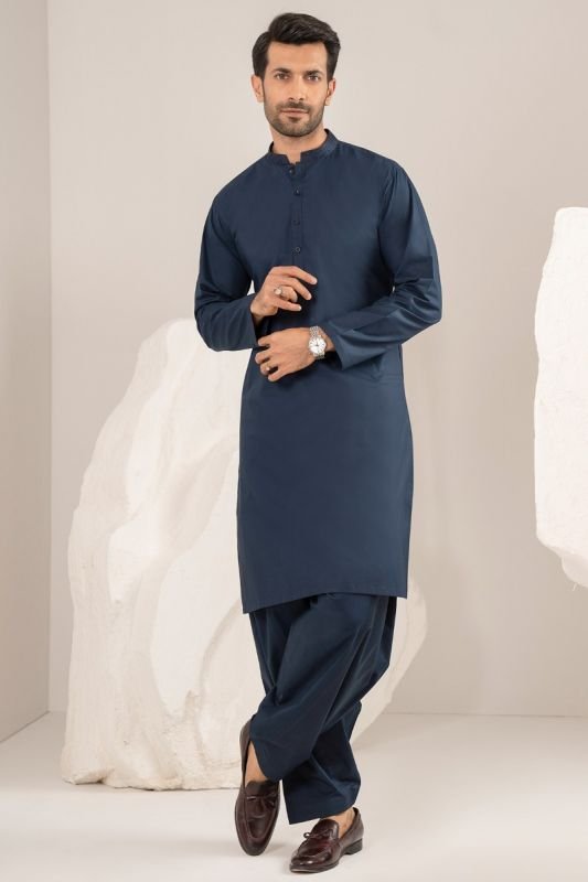 Dyed Embroidered Latha Shalwar Kameez