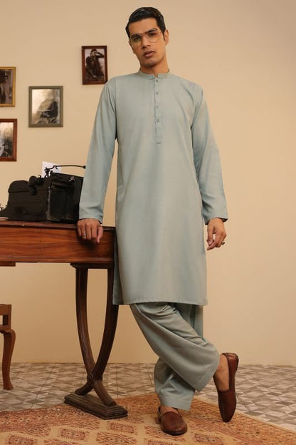 Dyed Embroidered Blended Shalwar Kameez