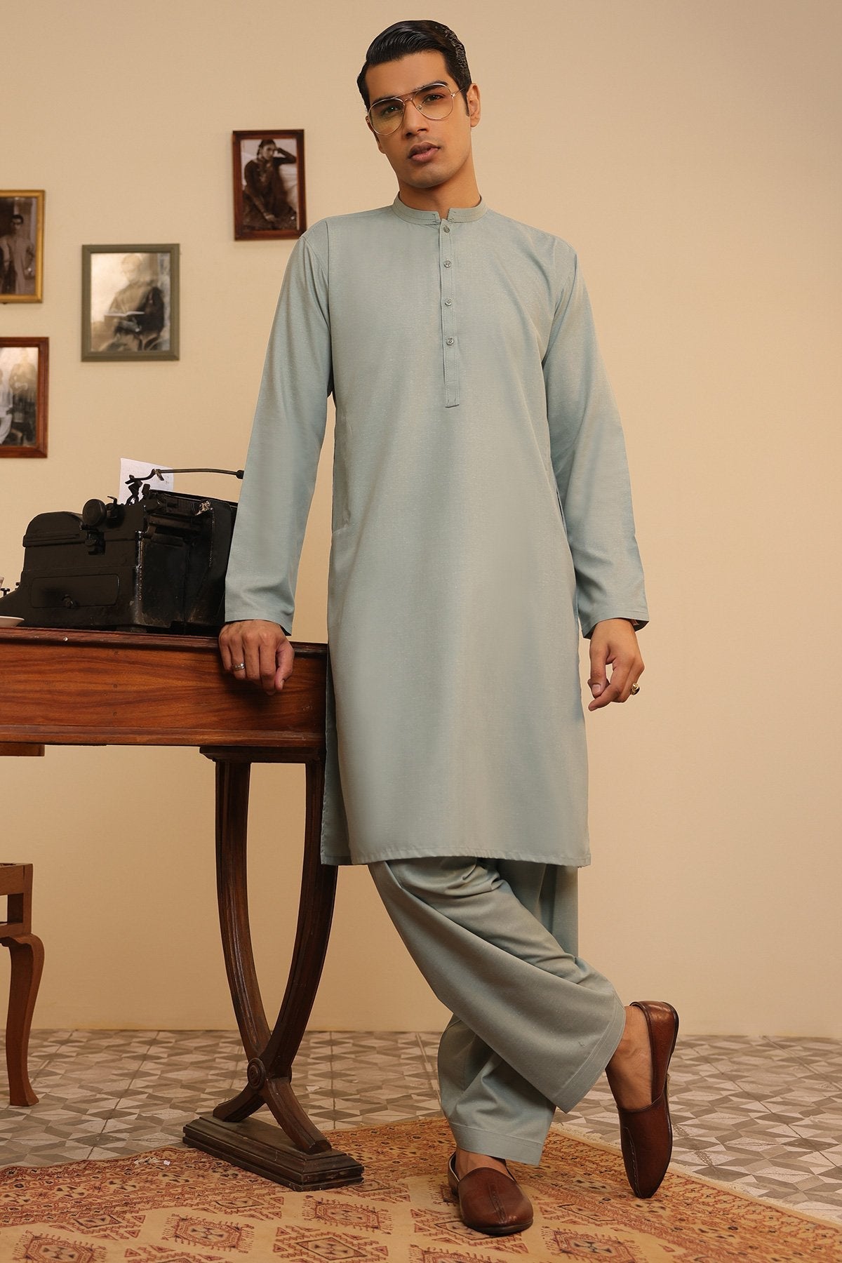 Dyed Embroidered Blended Shalwar Kameez