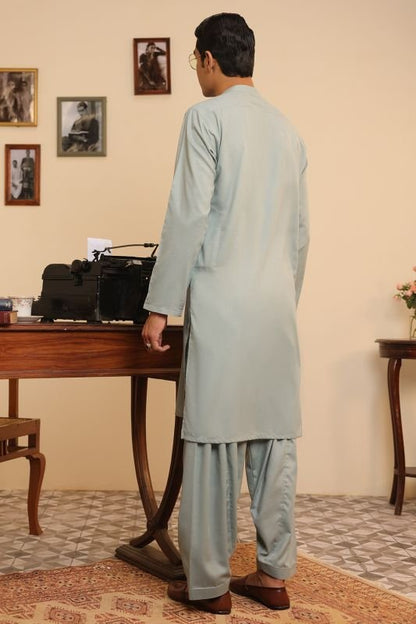 Dyed Embroidered Blended Shalwar Kameez