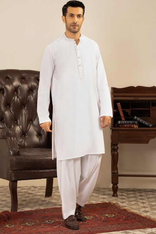 Dyed Embroidered Blended Shalwar Kameez