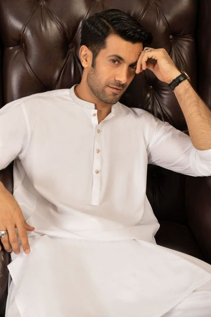 Dyed Embroidered Blended Shalwar Kameez