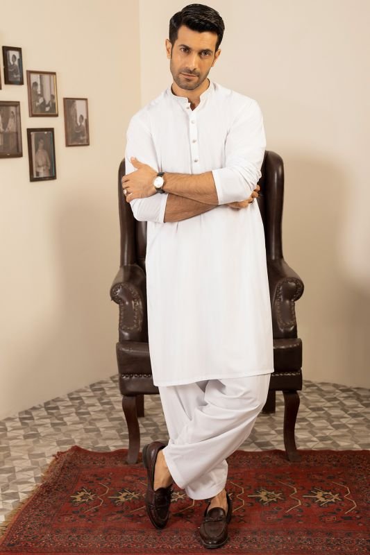 Dyed Embroidered Blended Shalwar Kameez