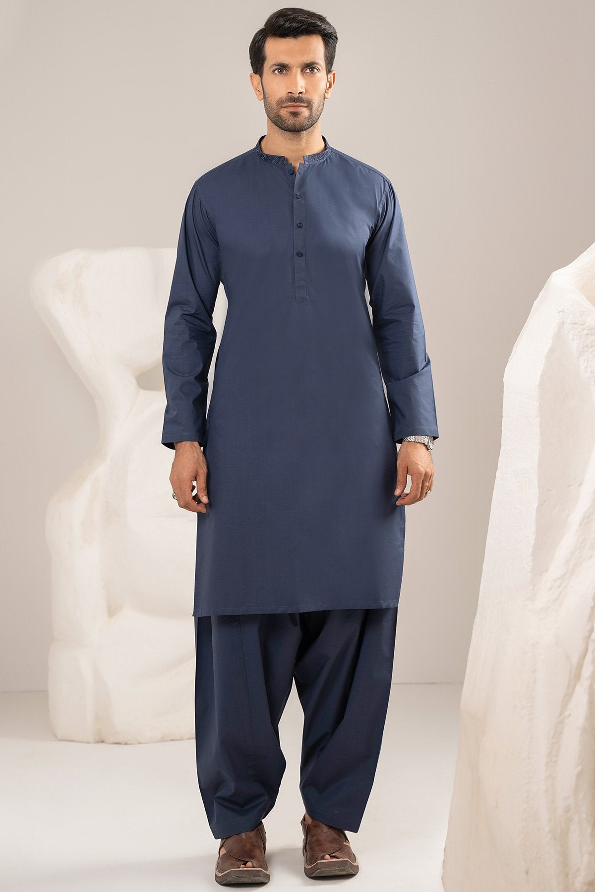 Dyed Embroidered Cotton Shalwar Kameez